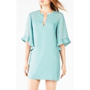 BCBGMAXAZRIA Light Aqua Tati Ruffle Sleeve Dress Size S